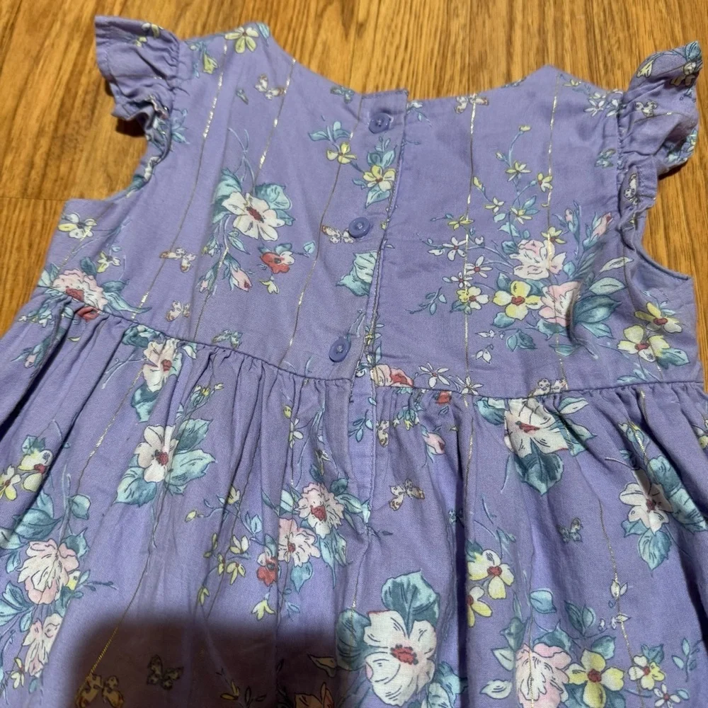 Oshkosh Floral Purple Lavender Dress Ruffle Sleeve Toddler Girl 4T - Picture 3 of 5